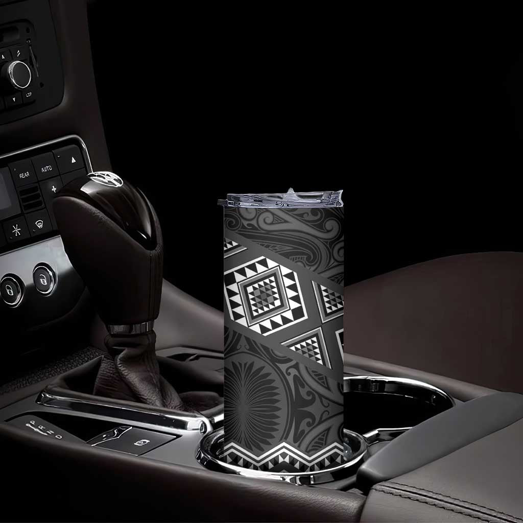 New Zealand Aotearoa Skinny Tumbler Black Taniko Art Maori Pattern LT05 - Polynesian Pride