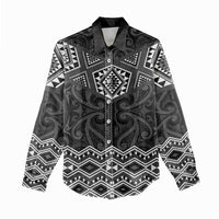 New Zealand Aotearoa Women Casual Shirt Black Taniko Art Maori Pattern LT05 - Polynesian Pride