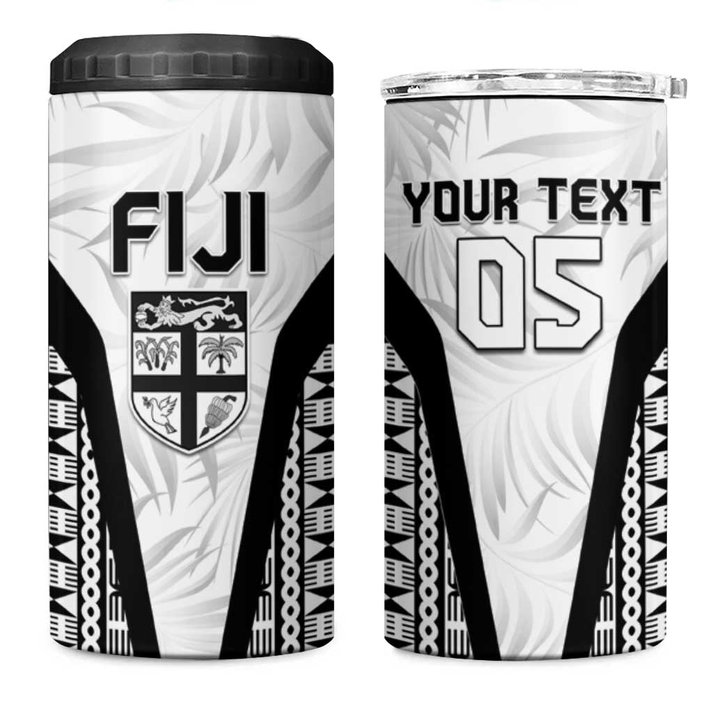Custom Fiji 2026 Rugby 4 in 1 Can Cooler Tumbler Fijian Tapa Pattern LT05 One Size: 16 oz White - Polynesian Pride