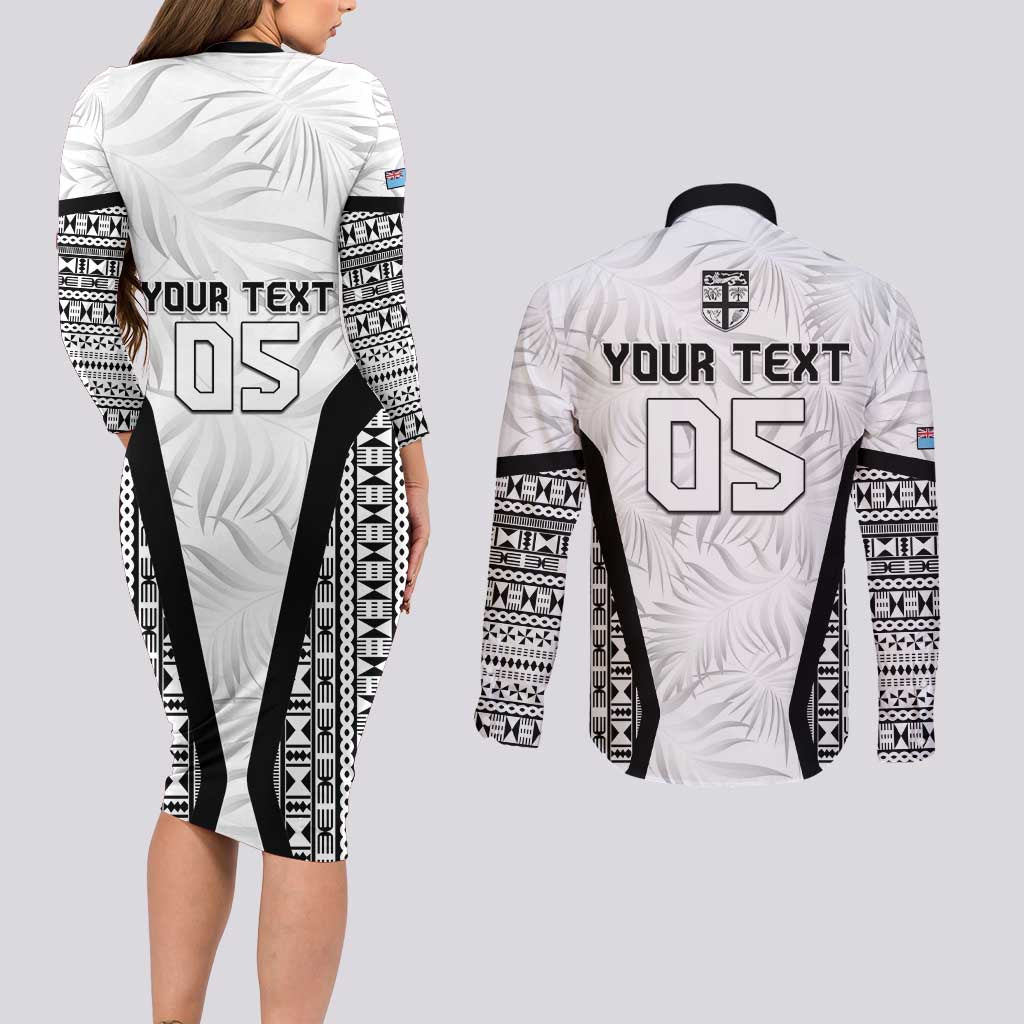 Custom Fiji 2026 Rugby Couples Matching Long Sleeve Bodycon Dress and Long Sleeve Button Shirt Fijian Tapa Pattern LT05 - Polynesian Pride