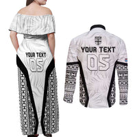 Custom Fiji 2026 Rugby Couples Matching Off Shoulder Maxi Dress and Long Sleeve Button Shirt Fijian Tapa Pattern LT05 - Polynesian Pride