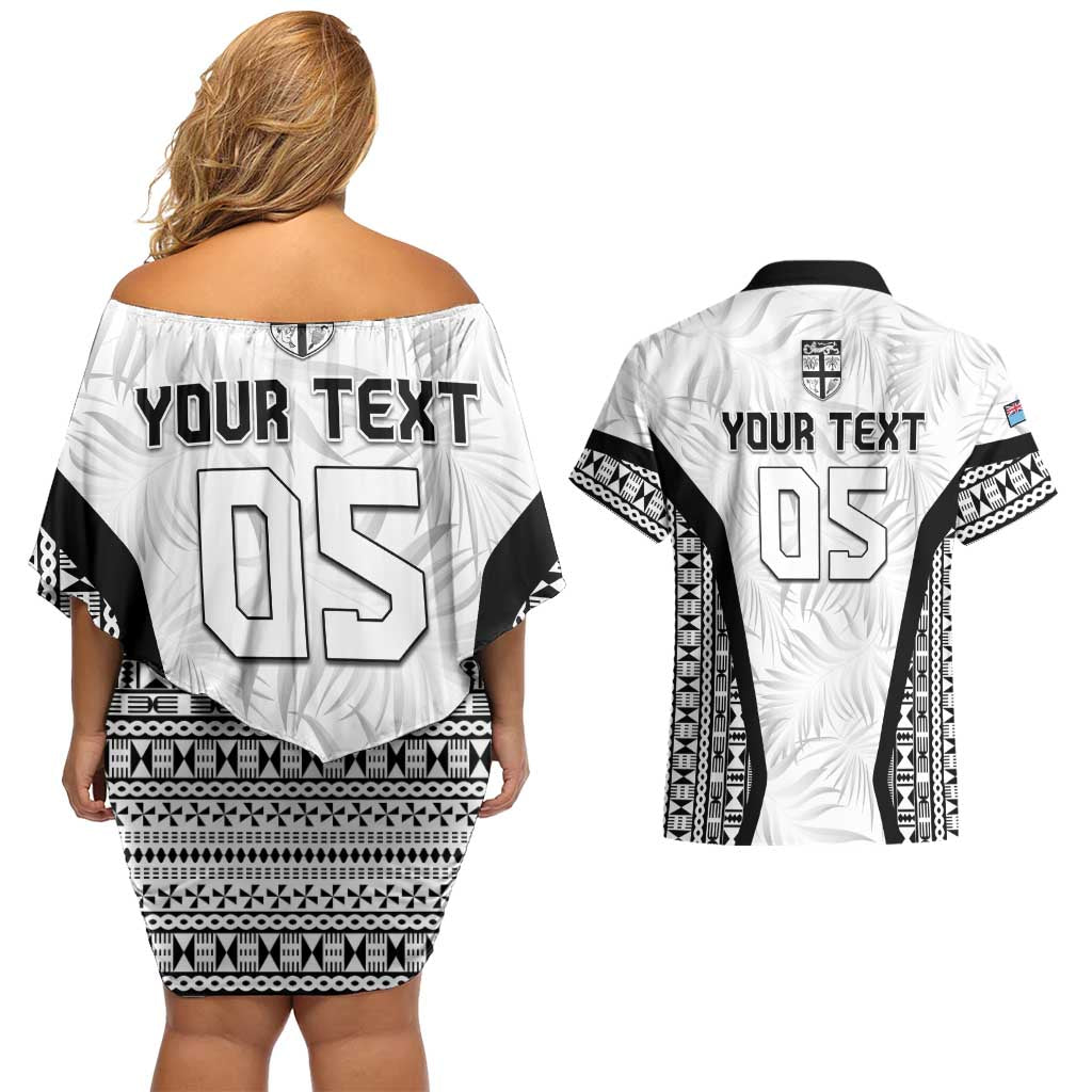 Custom Fiji 2026 Rugby Couples Matching Off Shoulder Short Dress and Hawaiian Shirt Fijian Tapa Pattern LT05 - Polynesian Pride