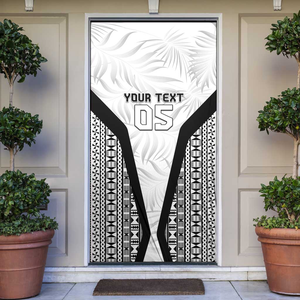 Custom Fiji 2026 Rugby Door Cover Fijian Tapa Pattern LT05 White - Polynesian Pride