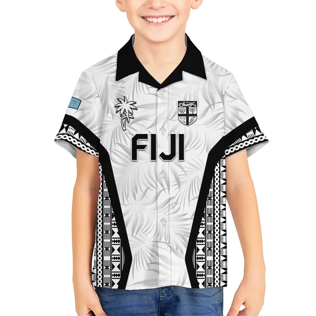Custom Fiji 2026 Rugby Family Matching Off The Shoulder Long Sleeve Dress and Hawaiian Shirt Fijian Tapa Pattern LT05 Son's Shirt White - Polynesian Pride