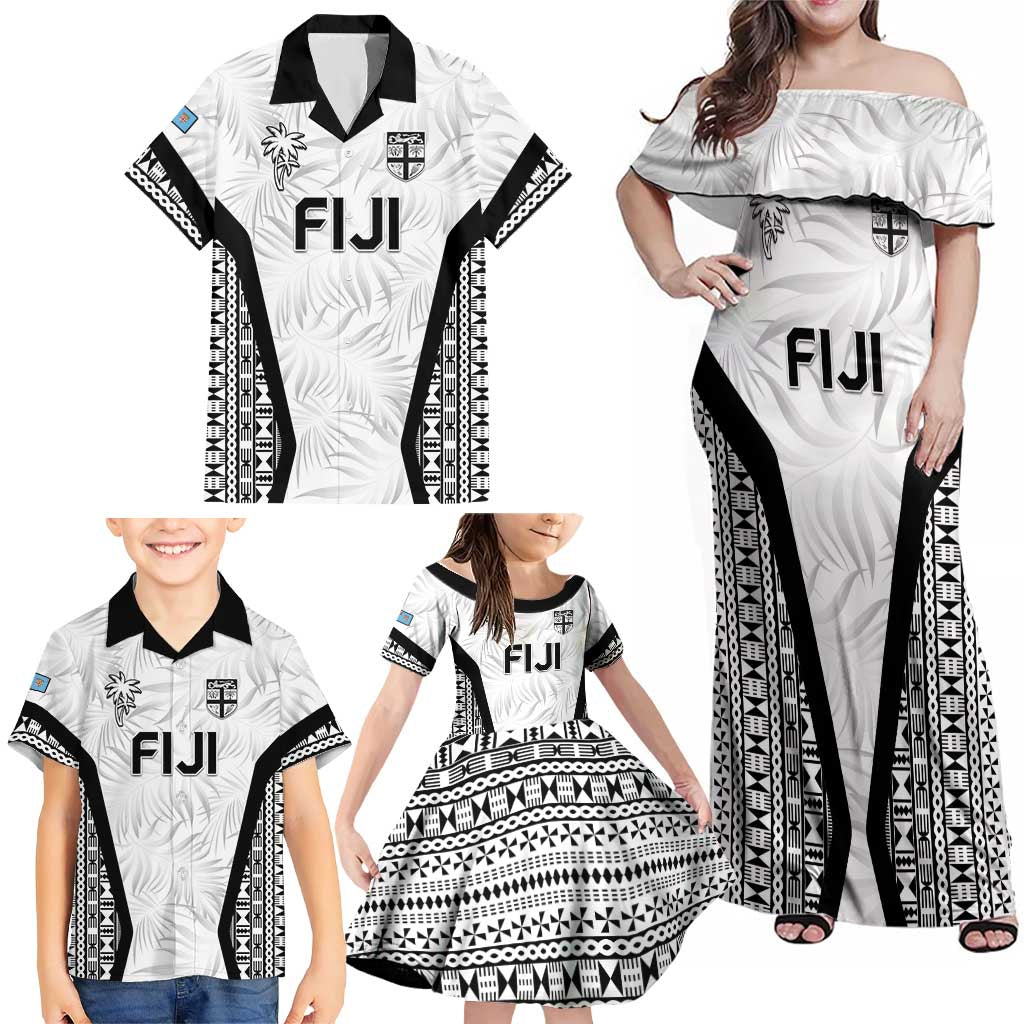Custom Fiji 2026 Rugby Family Matching Off Shoulder Maxi Dress and Hawaiian Shirt Fijian Tapa Pattern LT05 - Polynesian Pride