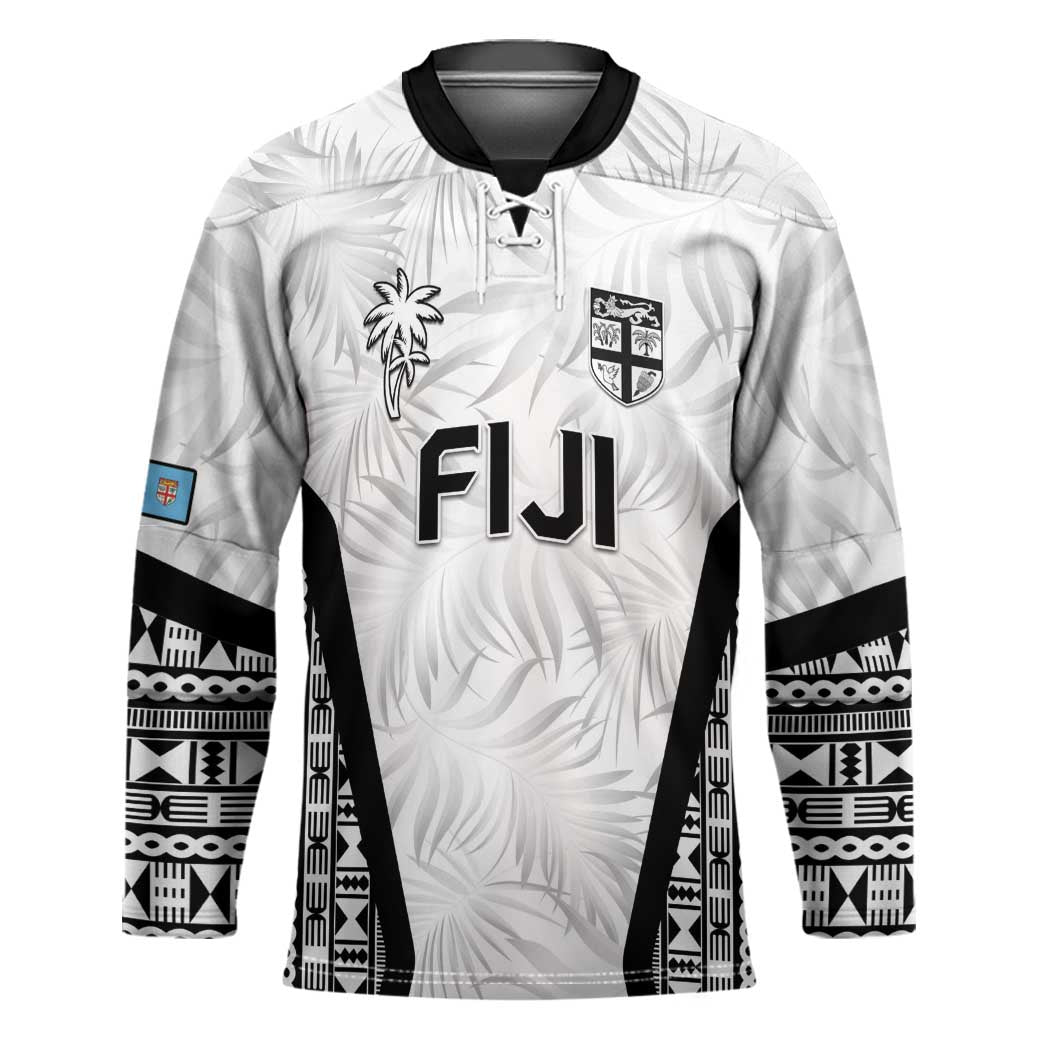 Custom Fiji 2026 Rugby Hockey Jersey Fijian Tapa Pattern LT05 Unisex White - Polynesian Pride