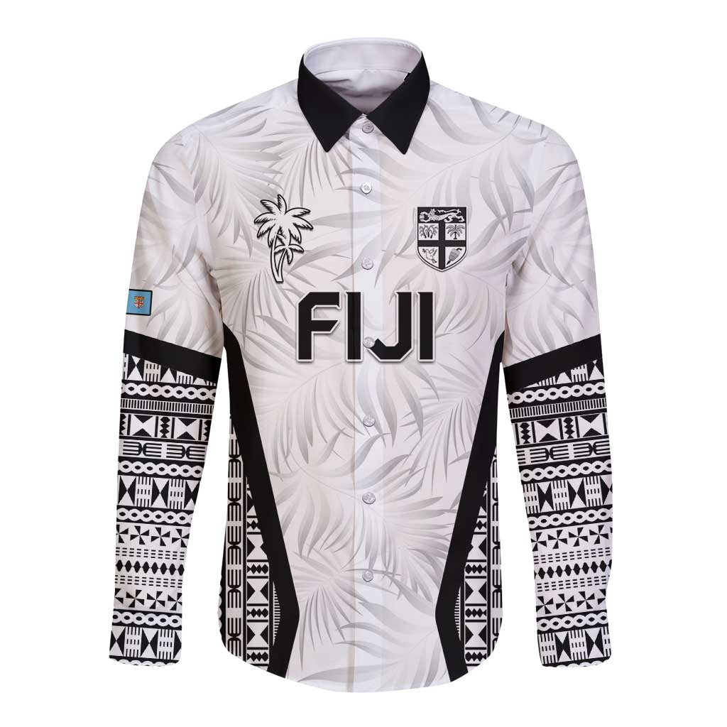 Custom Fiji 2026 Rugby Long Sleeve Button Shirt Fijian Tapa Pattern