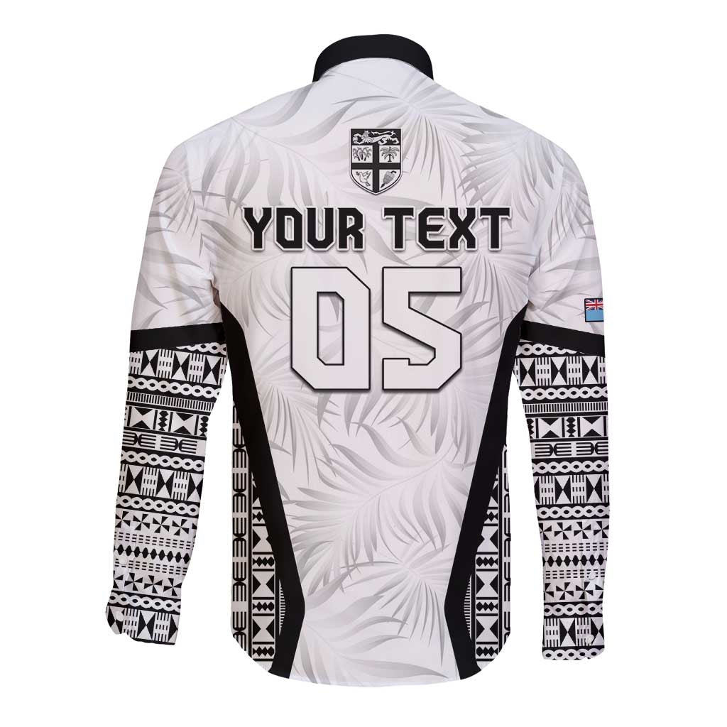 Custom Fiji 2026 Rugby Long Sleeve Button Shirt Fijian Tapa Pattern