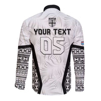 Custom Fiji 2026 Rugby Long Sleeve Button Shirt Fijian Tapa Pattern