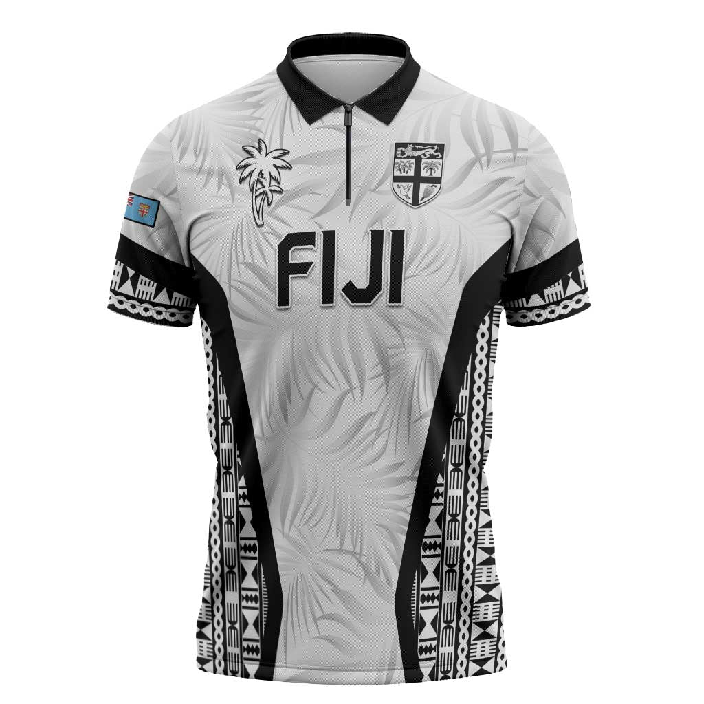 Custom Fiji 2026 Rugby Zipper Polo Shirt Fijian Tapa Pattern