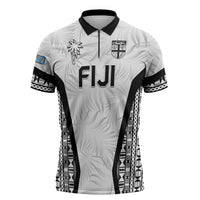 Custom Fiji 2026 Rugby Zipper Polo Shirt Fijian Tapa Pattern