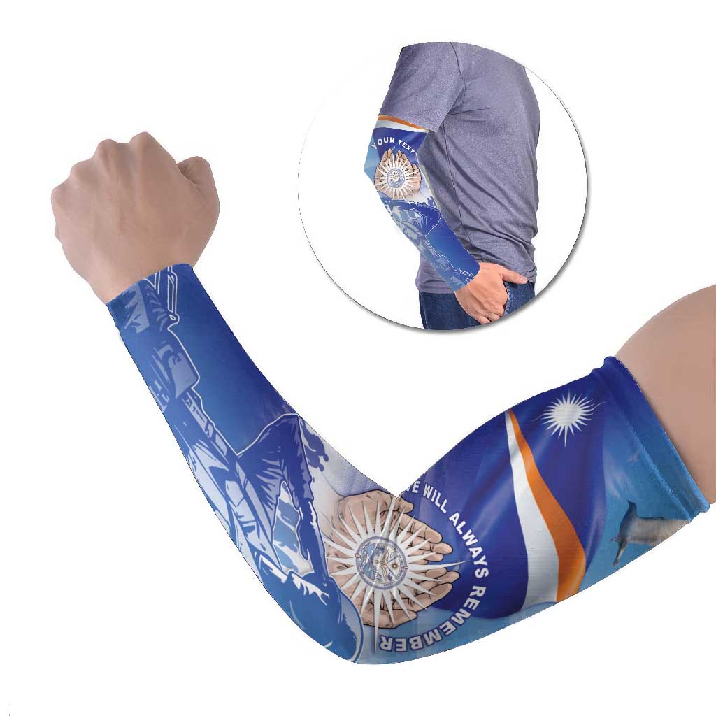 Personalised Marshall Islands Remembrance Day Arm Sleeves We Will Always Remember LT05 Set of 2 Blue - Polynesian Pride