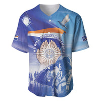 Personalised Marshall Islands Remembrance Day Baseball Jersey We Will Always Remember LT05 Blue - Polynesian Pride