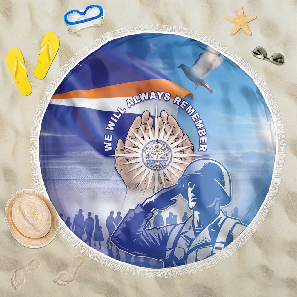 Marshall Islands Remembrance Day Beach Blanket We Will Always Remember LT05 One Size 150cm Blue - Polynesian Pride