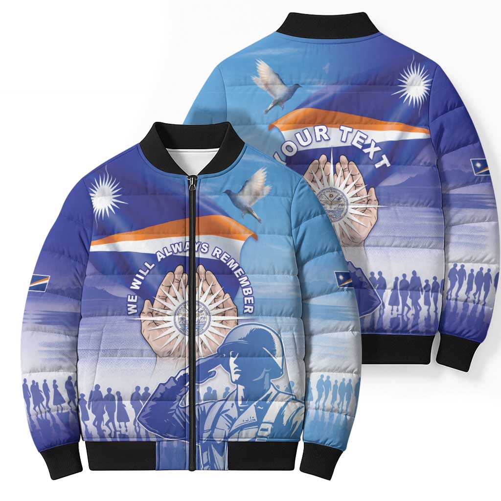 Personalised Marshall Islands Remembrance Day Bomber Puffer Jacket We Will Always Remember LT05 - Polynesian Pride