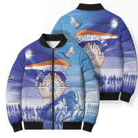 Personalised Marshall Islands Remembrance Day Bomber Puffer Jacket We Will Always Remember LT05 - Polynesian Pride