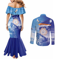 Personalised Marshall Islands Remembrance Day Couples Matching Mermaid Dress and Long Sleeve Button Shirt We Will Always Remember LT05 - Polynesian Pride