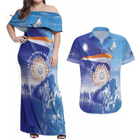 Personalised Marshall Islands Remembrance Day Couples Matching Off Shoulder Maxi Dress and Hawaiian Shirt We Will Always Remember