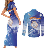 Personalised Marshall Islands Remembrance Day Couples Matching Short Sleeve Bodycon Dress and Long Sleeve Button Shirt We Will Always Remember LT05 - Polynesian Pride