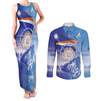 Personalised Marshall Islands Remembrance Day Couples Matching Tank Maxi Dress and Long Sleeve Button Shirt We Will Always Remember LT05 Blue - Polynesian Pride