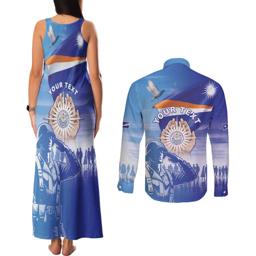 Personalised Marshall Islands Remembrance Day Couples Matching Tank Maxi Dress and Long Sleeve Button Shirt We Will Always Remember LT05 - Polynesian Pride