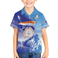 Personalised Marshall Islands Remembrance Day Family Matching Off Shoulder Short Dress and Hawaiian Shirt We Will Always Remember LT05 Son's Shirt Blue - Polynesian Pride