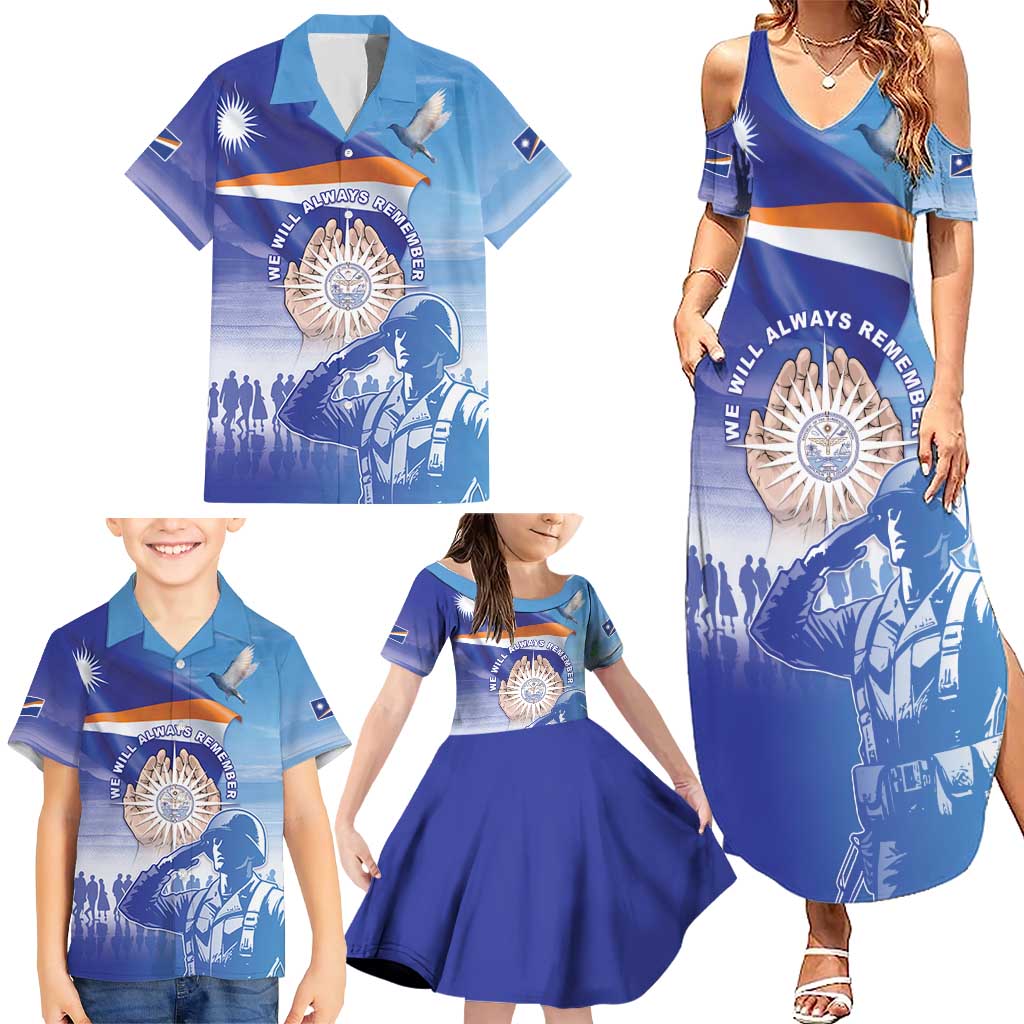Personalised Marshall Islands Remembrance Day Family Matching Summer Maxi Dress and Hawaiian Shirt We Will Always Remember