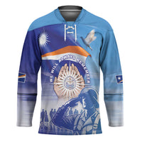 Personalised Marshall Islands Remembrance Day Hockey Jersey We Will Always Remember LT05 Unisex Blue - Polynesian Pride