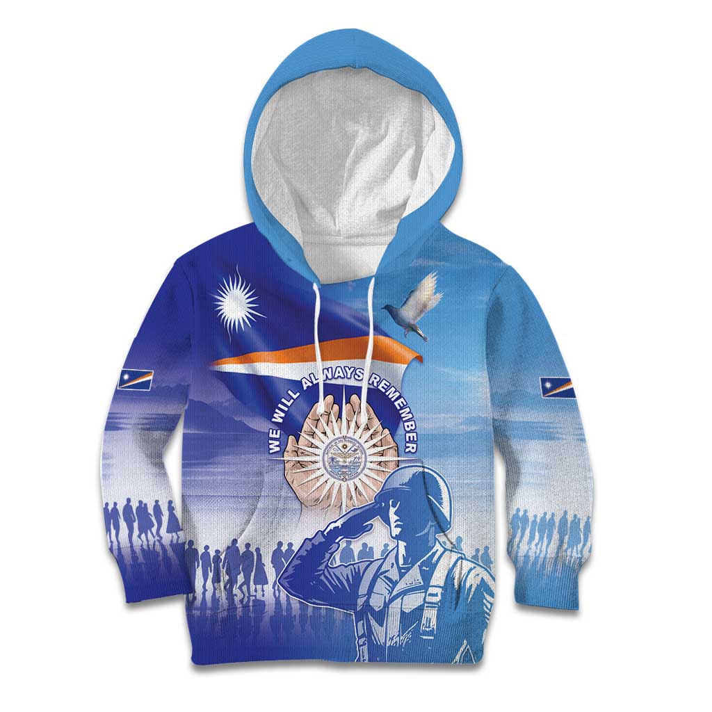 Personalised Marshall Islands Remembrance Day Kid Hoodie We Will Always Remember LT05 Hoodie Blue - Polynesian Pride