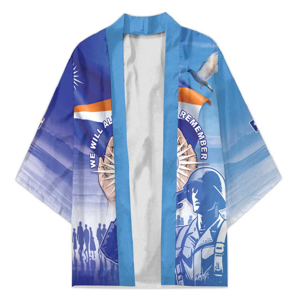 Personalised Marshall Islands Remembrance Day Kimono We Will Always Remember LT05 Unisex Blue - Polynesian Pride
