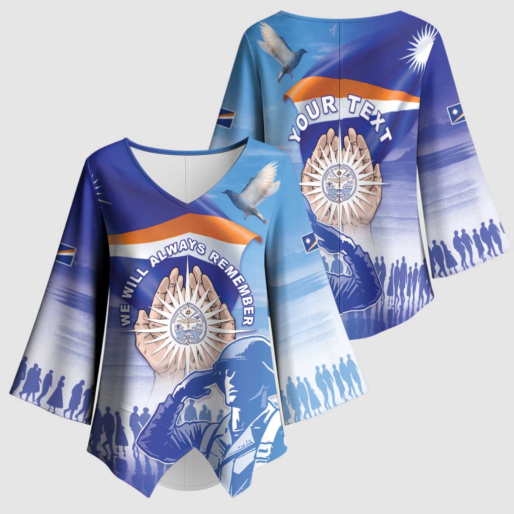 Personalised Marshall Islands Remembrance Day Kimono Sleeve Blouse We Will Always Remember LT05 - Polynesian Pride