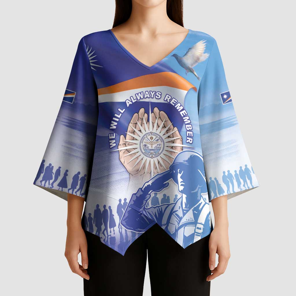 Personalised Marshall Islands Remembrance Day Kimono Sleeve Blouse We Will Always Remember LT05 - Polynesian Pride