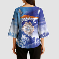 Personalised Marshall Islands Remembrance Day Kimono Sleeve Blouse We Will Always Remember LT05 - Polynesian Pride