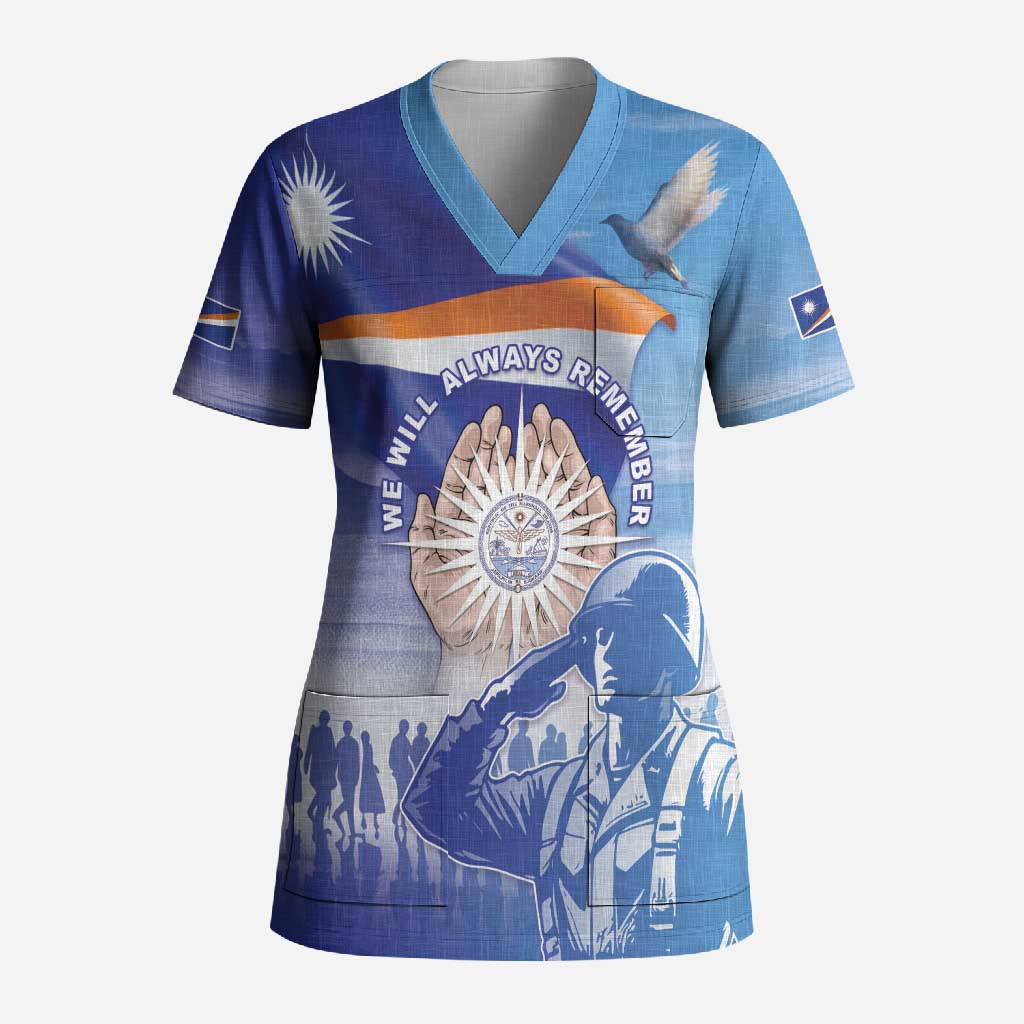 Personalised Marshall Islands Remembrance Day Scrub Top We Will Always Remember