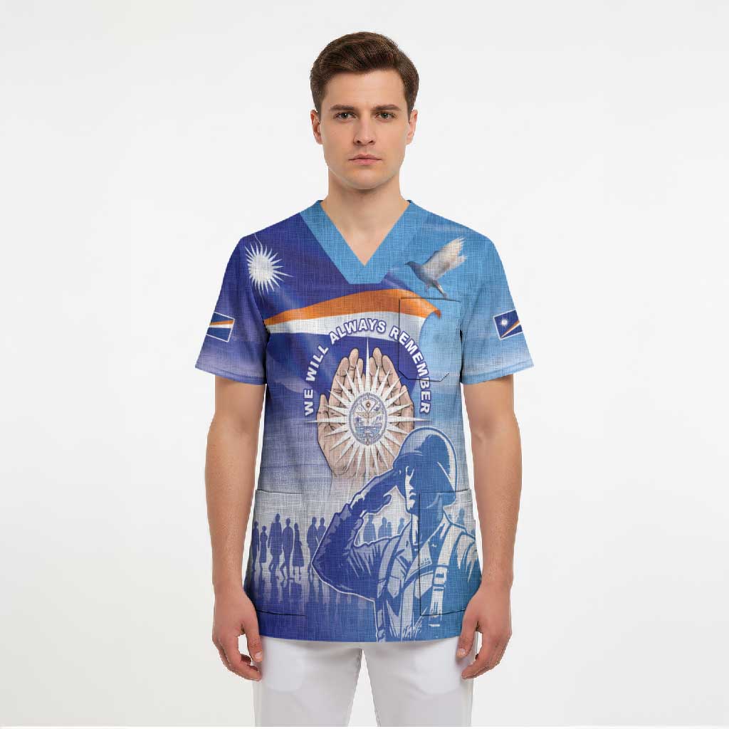 Personalised Marshall Islands Remembrance Day Scrub Top We Will Always Remember
