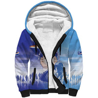 Personalised Marshall Islands Remembrance Day Sherpa Hoodie We Will Always Remember LT05 Unisex Blue - Polynesian Pride