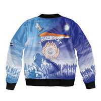 Personalised Marshall Islands Remembrance Day Sleeve Zip Bomber Jacket We Will Always Remember LT05 - Polynesian Pride