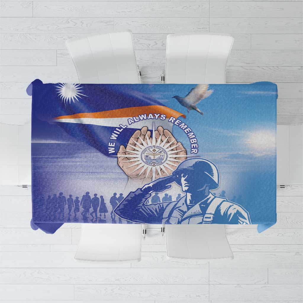 Marshall Islands Remembrance Day Tablecloth We Will Always Remember LT05 Blue - Polynesian Pride