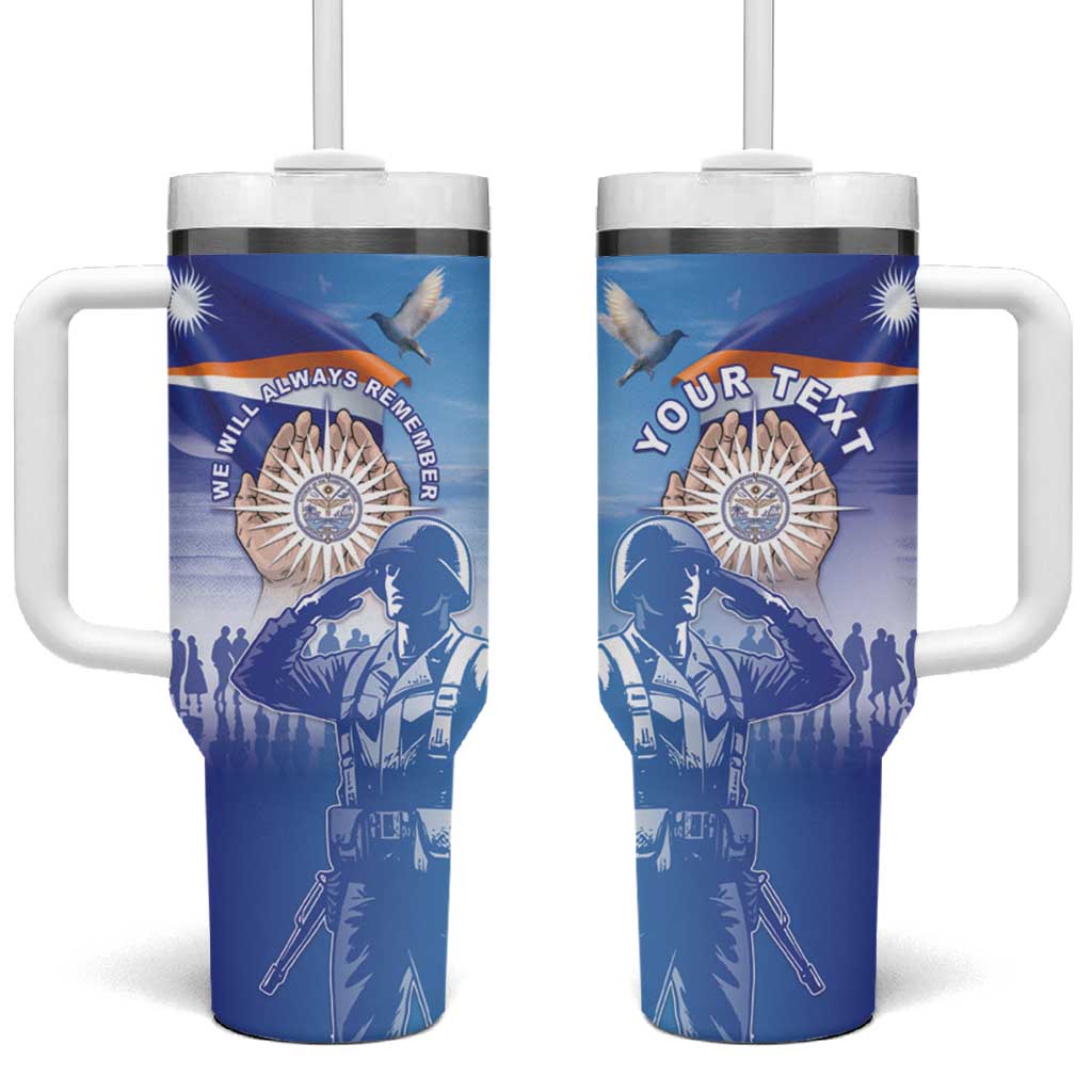 Personalised Marshall Islands Remembrance Day Tumbler With Handle We Will Always Remember LT05 One Size: 40 oz Blue - Polynesian Pride