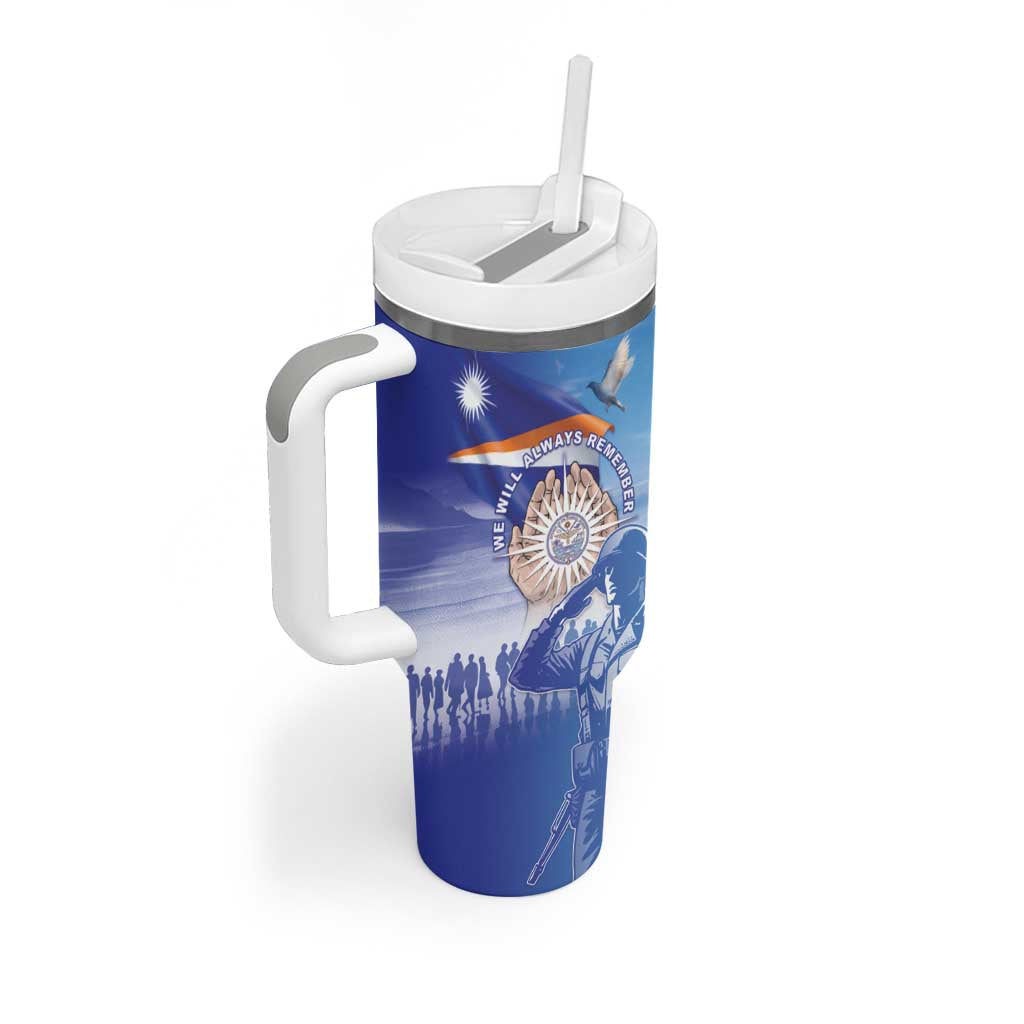 Personalised Marshall Islands Remembrance Day Tumbler With Handle We Will Always Remember LT05 - Polynesian Pride