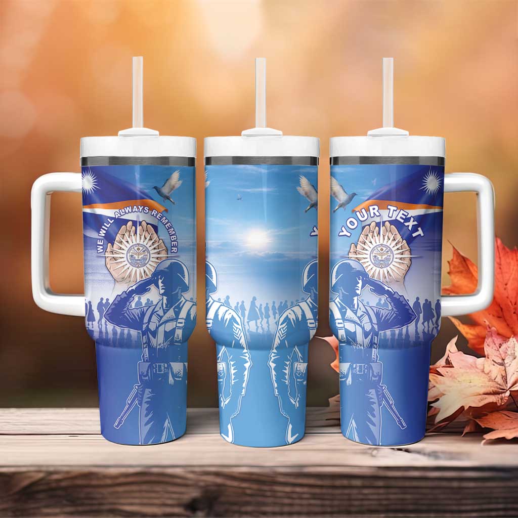 Personalised Marshall Islands Remembrance Day Tumbler With Handle We Will Always Remember LT05 - Polynesian Pride