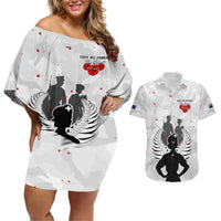 New Zealand ANZAC Day Couples Matching Off Shoulder Short Dress and Hawaiian Shirt For The Nurse Lest We Forget LT05 White - Polynesian Pride