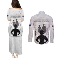 New Zealand ANZAC Day Couples Matching Puletasi and Long Sleeve Button Shirt For The Nurse Lest We Forget LT05 - Polynesian Pride