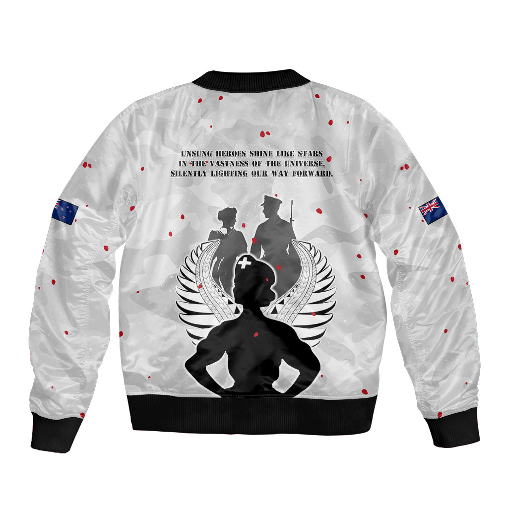 New Zealand ANZAC Day Sleeve Zip Bomber Jacket For The Nurse Lest We Forget LT05 - Polynesian Pride
