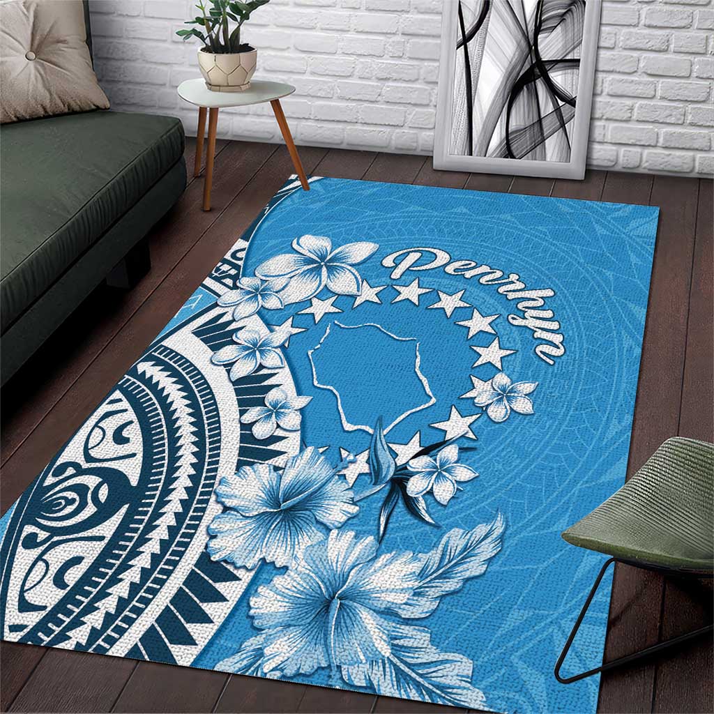 Penrhyn Gospel Day Area Rug Cook Islands Tribal Pattern LT05 Blue - Polynesian Pride
