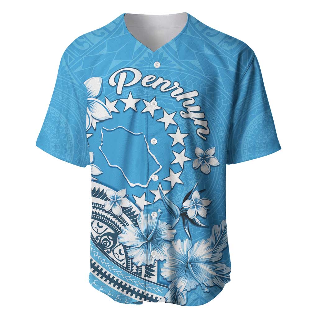 Personalised Penrhyn Gospel Day Baseball Jersey Cook Islands Tribal Pattern LT05 Blue - Polynesian Pride