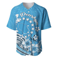 Personalised Penrhyn Gospel Day Baseball Jersey Cook Islands Tribal Pattern LT05 Blue - Polynesian Pride