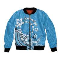 Personalised Penrhyn Gospel Day Bomber Jacket Cook Islands Tribal Pattern LT05 Unisex Blue - Polynesian Pride