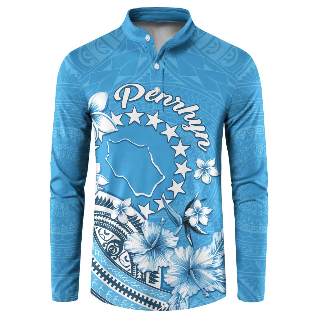Personalised Penrhyn Gospel Day Button Sweatshirt Cook Islands Tribal Pattern LT05 Blue - Polynesian Pride