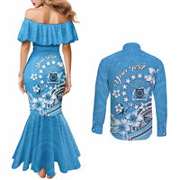 Personalised Penrhyn Gospel Day Couples Matching Mermaid Dress and Long Sleeve Button Shirt Cook Islands Tribal Pattern LT05 - Polynesian Pride